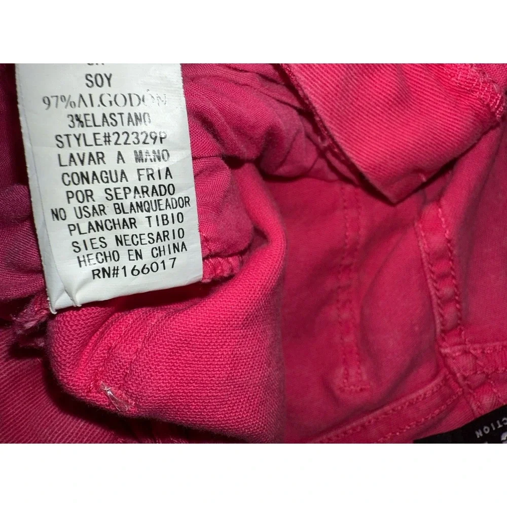 Ladies Blue B Collection Pink Denim Rhinestone Accent Pockets Bell Bottom Size S